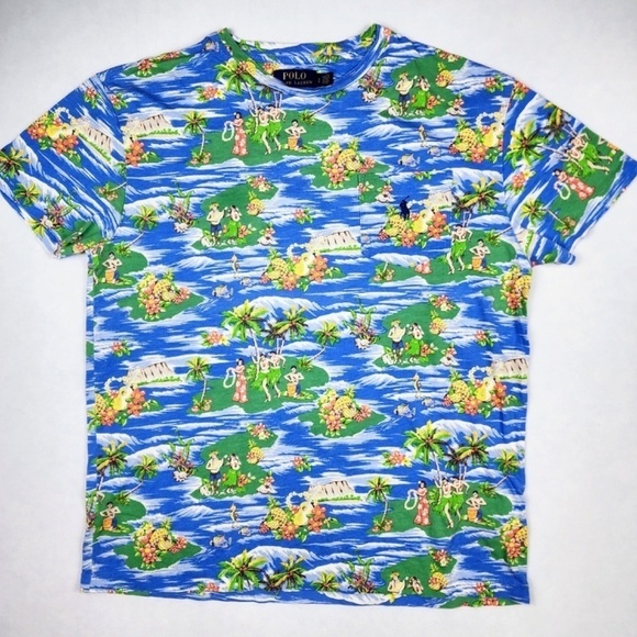 Polo Ralph Lauren- Mens Small All Over Print Hawaiian T-Shirt - Picture 2 of 6